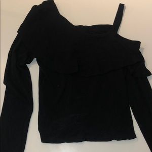 Black Off the Shoulder Long Sleeve Shirt